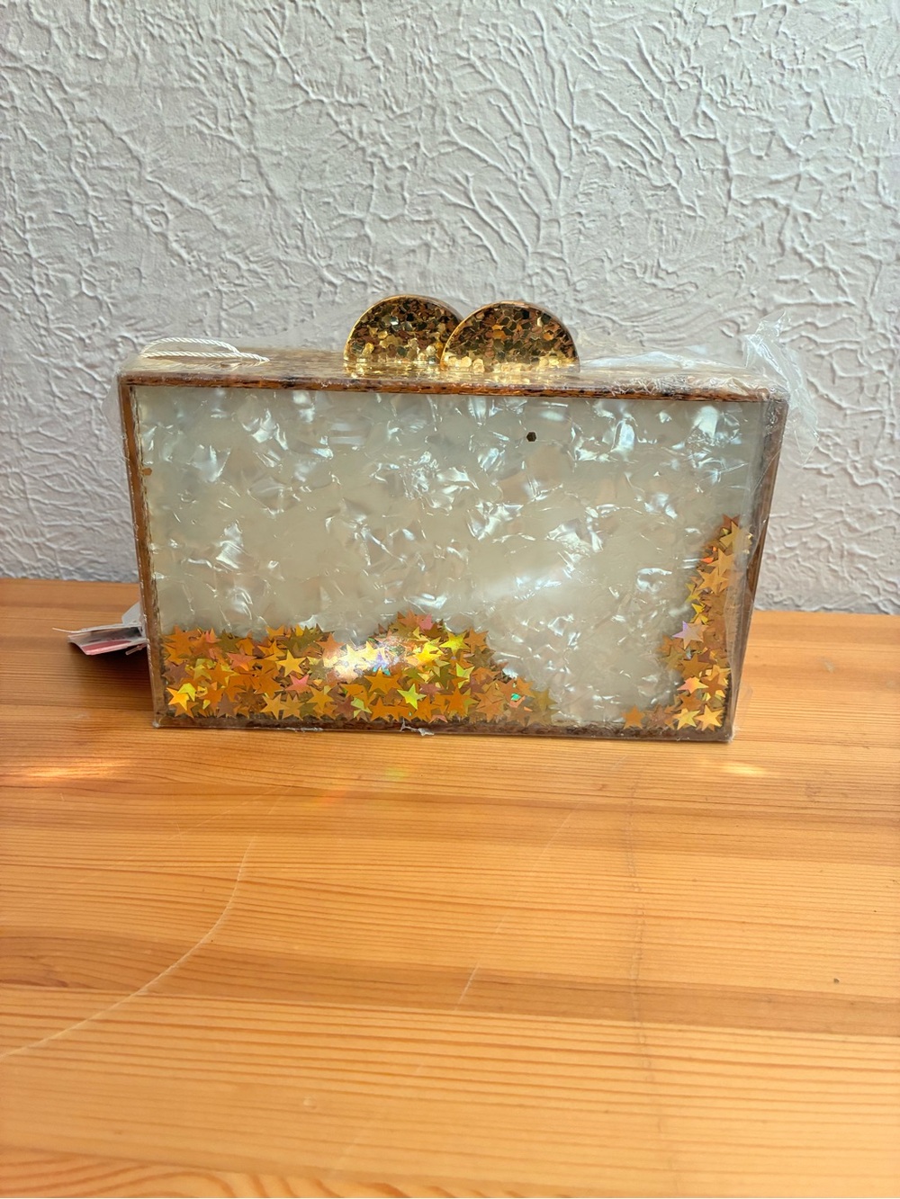Bari Lynn CHEERS gold glitter stars box purse - Picture 3 of 7